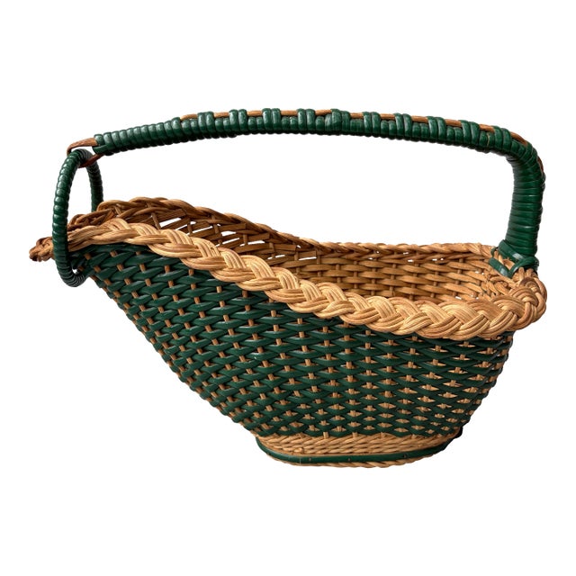 Vintage French Wicker Wine Bottle Holder For Sale