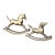 Pair of Vintage Solid Brass Rocking Horse Figurines With Patina. For Sale