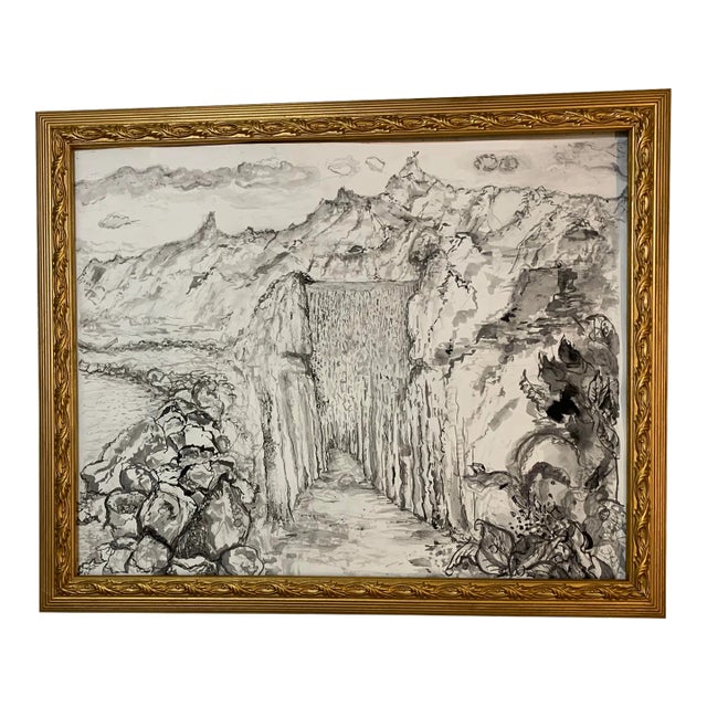 Utopia, Original Pen & Ink Drawing, Framed, by Van Ness For Sale