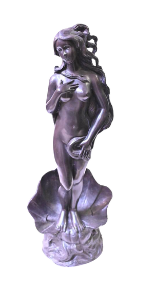 French Bronze Fountain Nude Female Rococo Clam Shell Water Feature