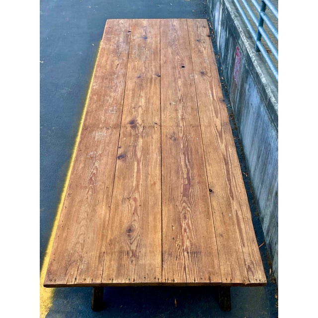 1940s Extra Long Country Farmhouse Table For Sale - Image 11 of 13
