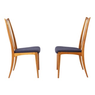 Vintage German Chairs with Wooden Frames and Dark Purple Upholstery by Ernst Martin Dettinger, 1970s, Set of 2 For Sale