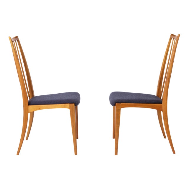 Vintage German Chairs with Wooden Frames and Dark Purple Upholstery by Ernst Martin Dettinger, 1970s, Set of 2 For Sale
