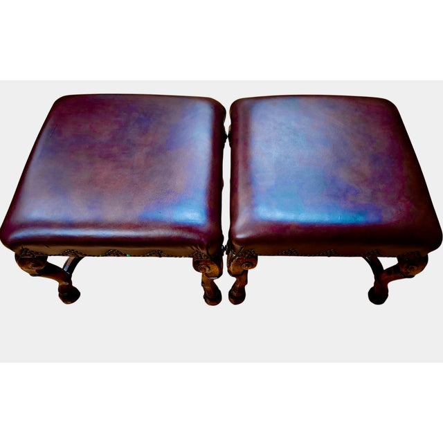 Pair of 20th-Century, Louis XIV-style Walnut Ottomans For Sale - Image 11 of 13