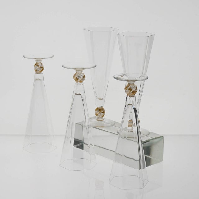 Hexagonal Flutes with Gold Inserts by Cenedese, Set of 5 For Sale - Image 6 of 18