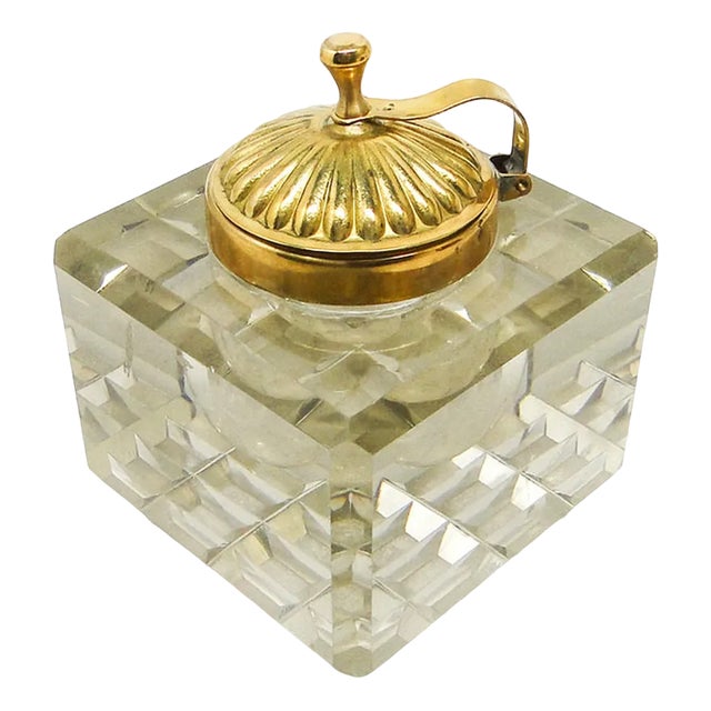 Art Deco Crystal Inkwell, Sweden, Early 1900s For Sale