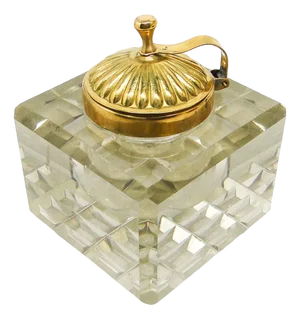Art Deco Crystal Inkwell, Sweden, Early 1900s