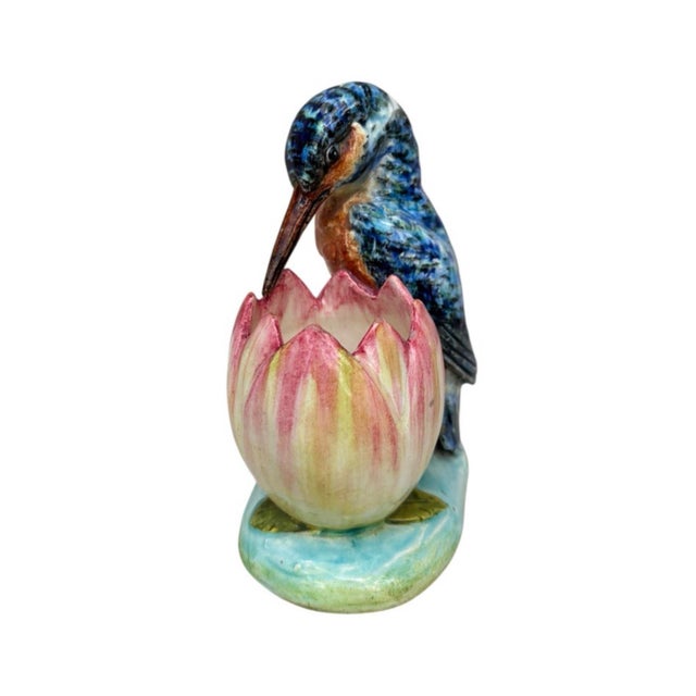 Majolica kingfisher vase Delphin Massier circa 1890. H / 5.5 inches , L / 4.5 by 2.8 inches. The Massier family produced...