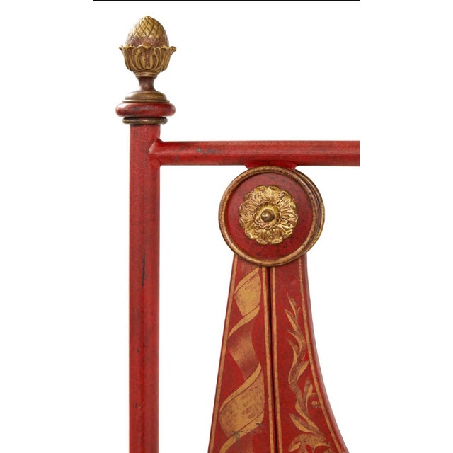 Niermann Weeks Niermann Weeks Italian/Tole/Empire Discontinued Queen Bed Headboard/Footboard Red For Sale - Image 4 of 4