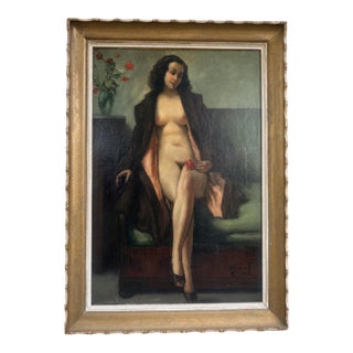 E. V. Cardinal — Signed French Nude Painting Dated 1946 For Sale