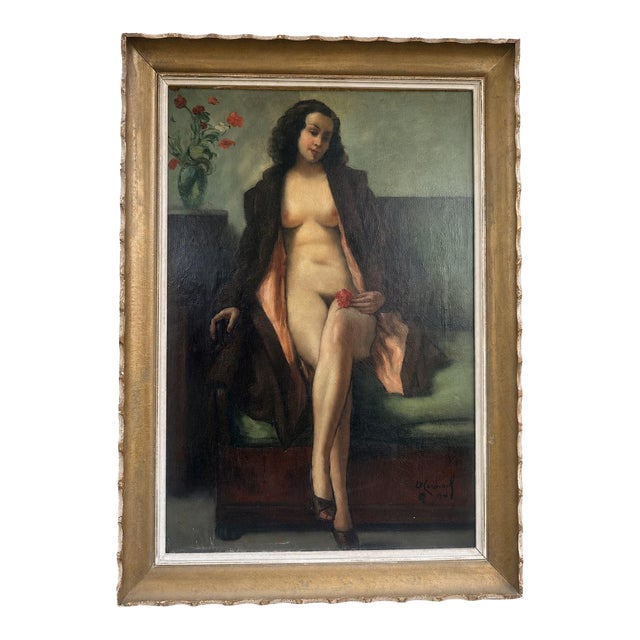 E. V. Cardinal — Signed French Nude Painting Dated 1946 For Sale