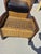 French Vintage 1950s French Style Rattan and Wicker Club Chair With Matching Footrest For Sale - Image 3 of 13
