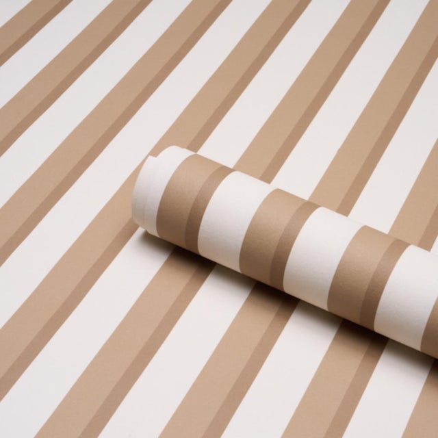 Schumacher Schumacher Rigsby Stripe Wallcovering In Driftwood For Sale - Image 4 of 6