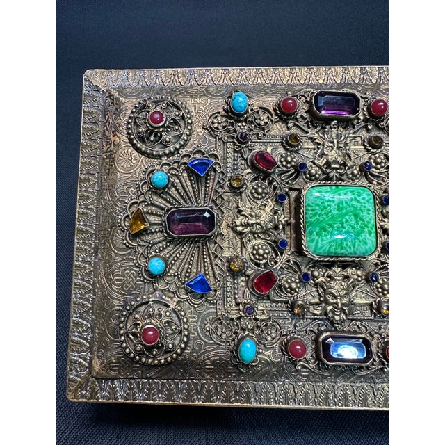 Late 1930's Made in Germany Semi-Precious Stone Embellished Jewlery Box For Sale - Image 10 of 11