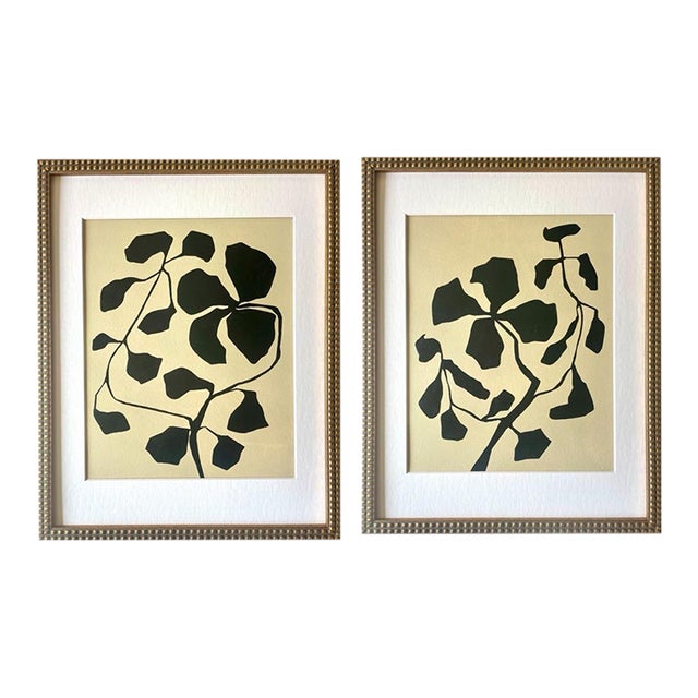 2026 Contemporary Botanical Paintings on Paper by Artist r.k. Red - A Pair For Sale
