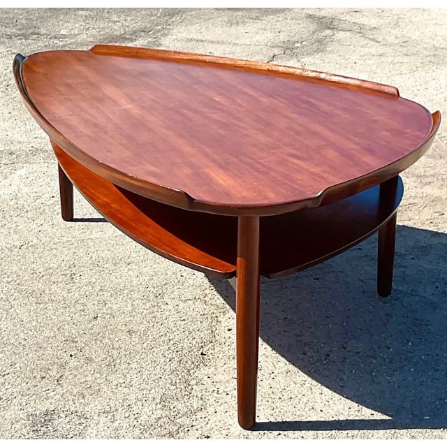 Brown Vintage MCM Swedish Yngve Ekstrom Teak Surfboard Coffee Table For Sale - Image 8 of 12
