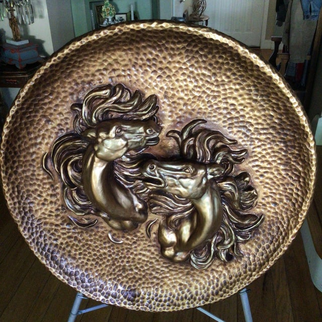 Wild Spanish Horses Wall Medallion Gold Over Plaster For Sale - Image 13 of 13