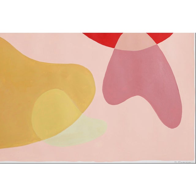 2024, Abstract Landscape of Midcentury Modern Shapes in Red, "Monument Valley" Acrylic Painting on Watercl For Sale - Image 11 of 11