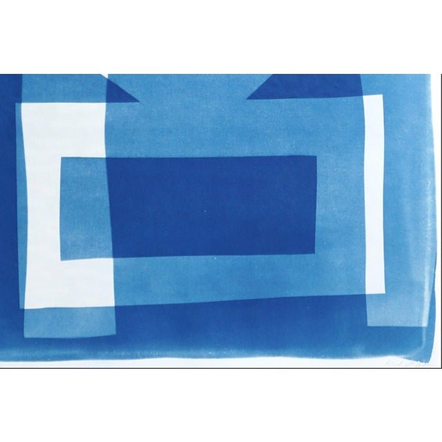 2025, House on a Hill, Desert Modernism Architecture, Handmade Monotype Cyanotype on Watercolor Paper by Kind of Cyan For Sale - Image 4 of 8