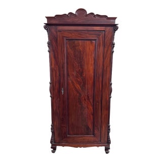 Vintage Flame Mahogany Armoire For Sale