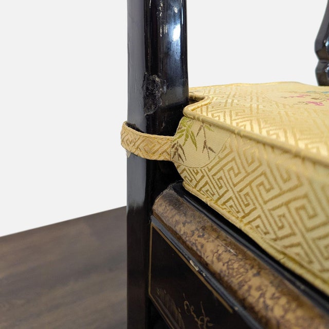 2000 - 2009 Custom Chinoiserie Black Lacquer Dining Chair For Sale - Image 5 of 9