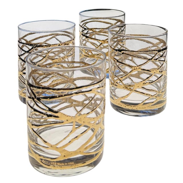 1970s Old Fashioned Glasses by Culver in the “Golden Ropes” Pattern - Set of 4 For Sale In Atlanta - Image 6 of 9