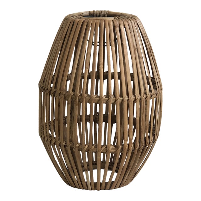 Vintage Boho Rattan Pendant Light Shade For Sale
