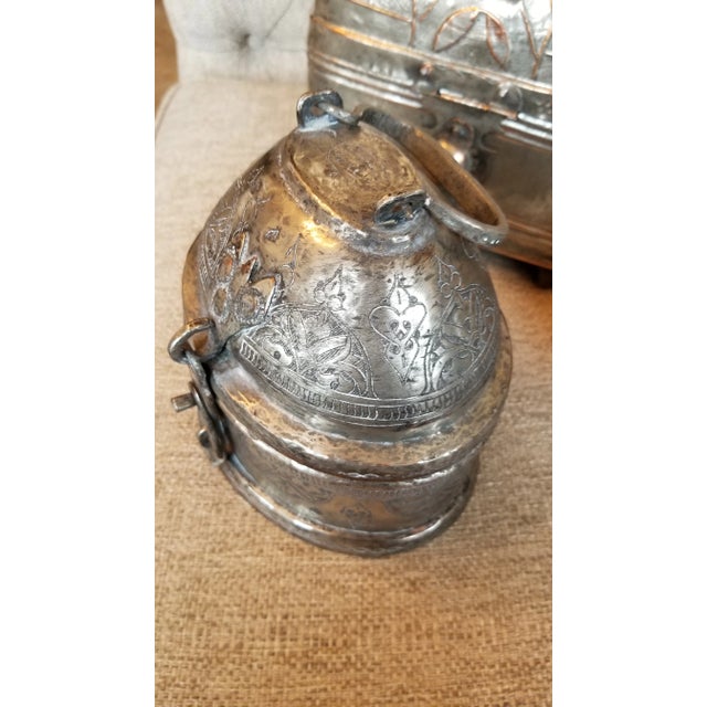 Collection of Three Antique Silvered Copper Boxes For Sale - Image 12 of 13