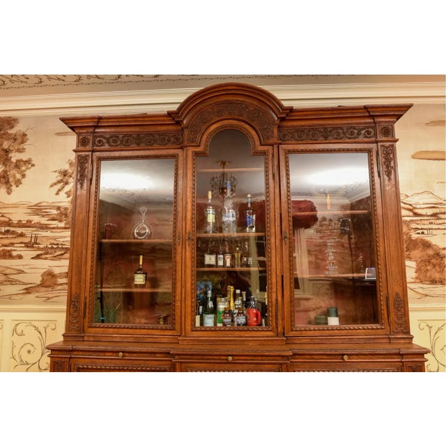 Late 19th Century Antique Renaissance Carved Oak Bookcase or Breakfront For Sale - Image 5 of 13