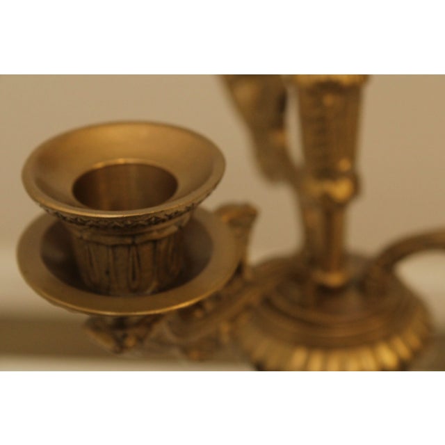 Brass French Empire Style Pair Bronze Candelabra For Sale - Image 8 of 13