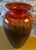 Contemporary Lart Fluted Art Glass Vase Brown Orange Red Ombre For Sale - Image 3 of 12