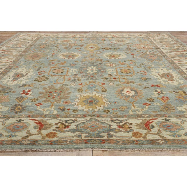 Blue Blue Persian Sultanabad Rug, - 10'10 X 13'07 For Sale - Image 8 of 9
