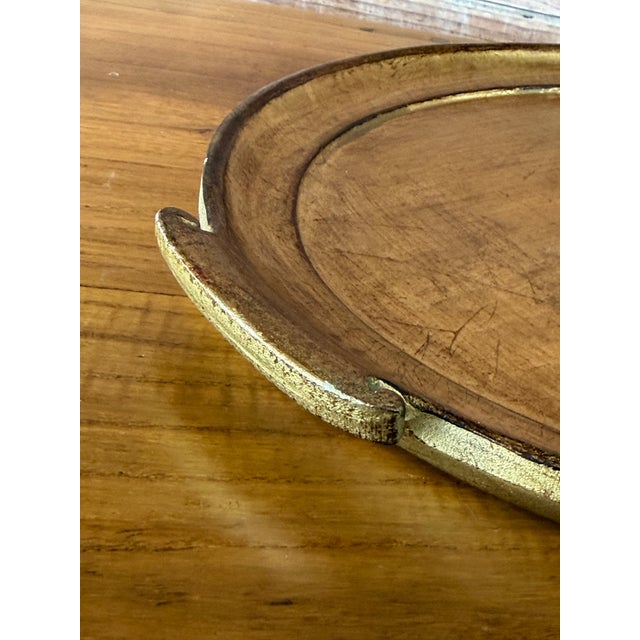 Vintage Italian Vietri Oval Gold Leaf Serving Tray For Sale In Naples, FL - Image 6 of 12