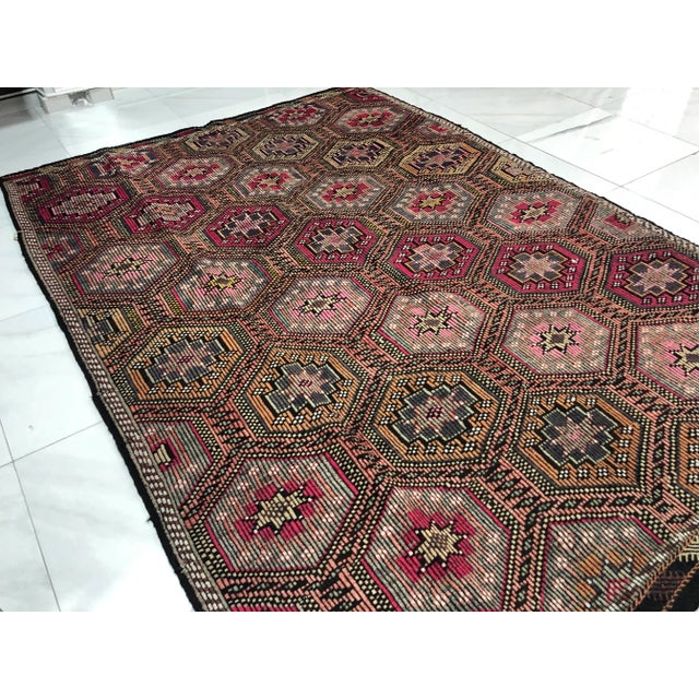Textile 1960s Oversize Tribal Vintage Kilim Rug - 6′7″ × 9′1″ For Sale - Image 7 of 11