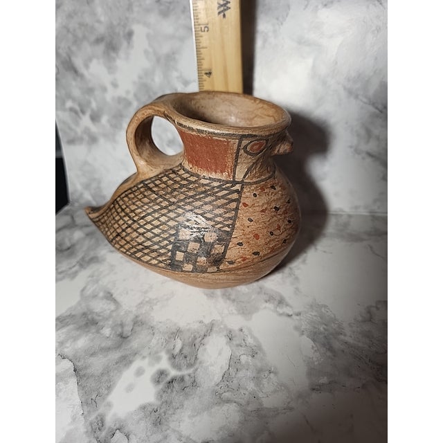 Vintage Chilian Pottery Bird Effigy Vessel Handle Folk Art Pottery Primitive For Sale - Image 12 of 14
