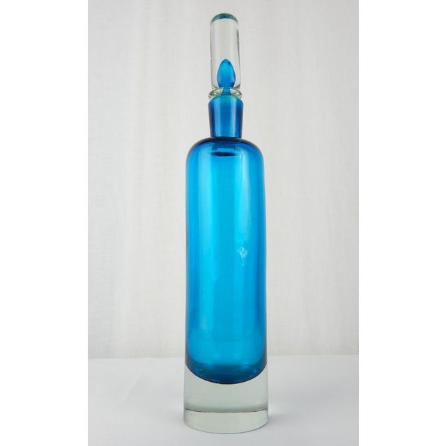 Stunning Mid-Century Modern Teal blue decanter, attributed to Antonio da Ros of Cenedese & Co. No maker's mark....