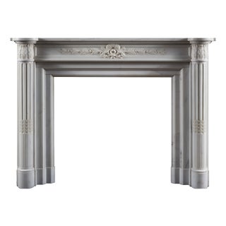 Antique French Louis XVI Style Statuary Marble Fireplace Surround For Sale