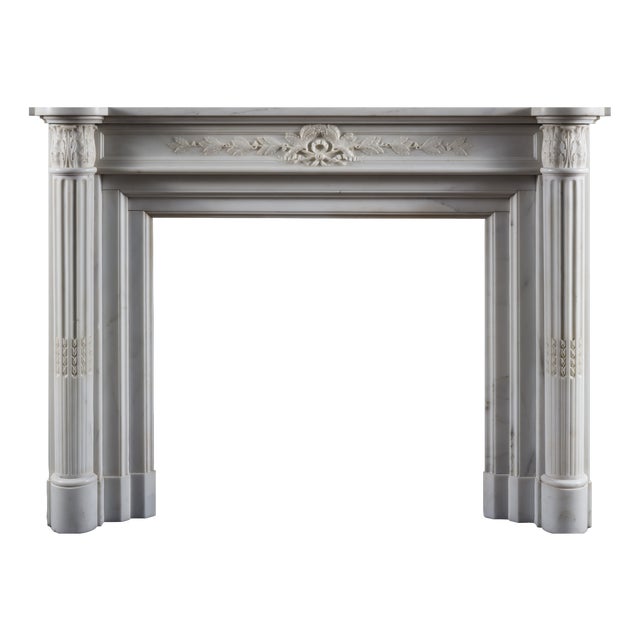 Antique French Louis XVI Style Statuary Marble Fireplace Surround For Sale