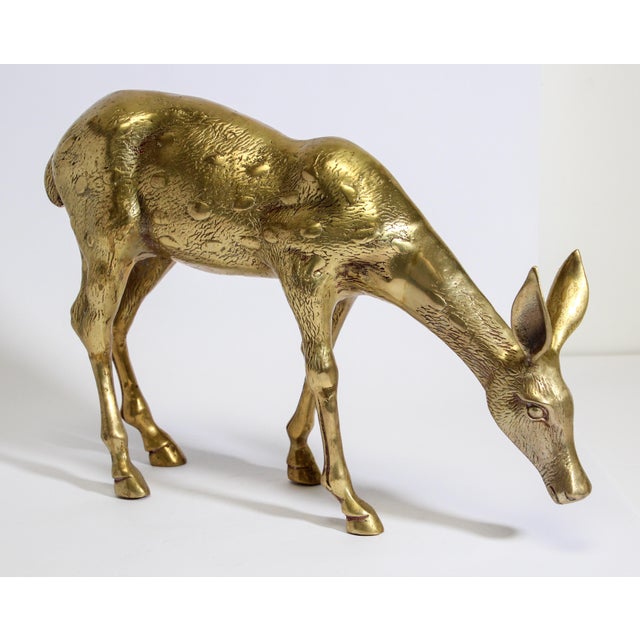 Hollywood Regency Cast Brass Standing Doe Sculpture, 1960s For Sale In Los Angeles - Image 6 of 9