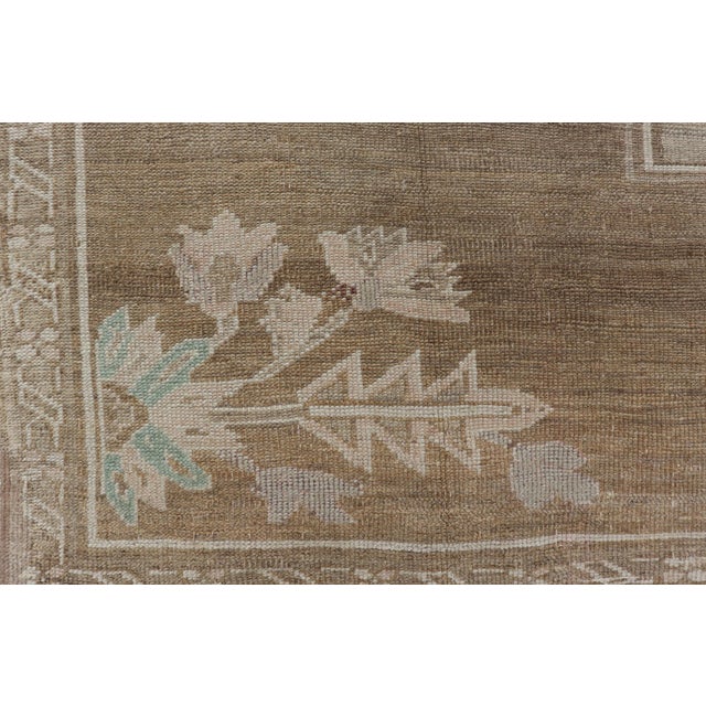Turkish Vintage Kars Rug in Brown Background With Gray and Hints of Green For Sale - Image 12 of 14