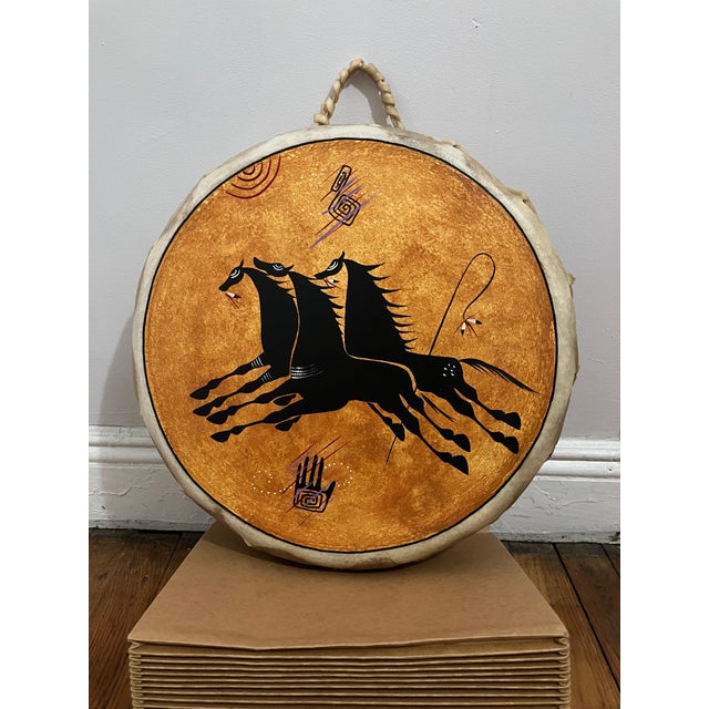Painted Native American Drum by Phillip C. Martinez For Sale - Image 4 of 5