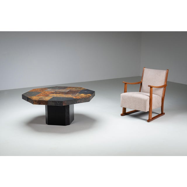 1980s Large Octagonal Coffee Table with Multicoloured Slate Top, 1980s For Sale - Image 5 of 13