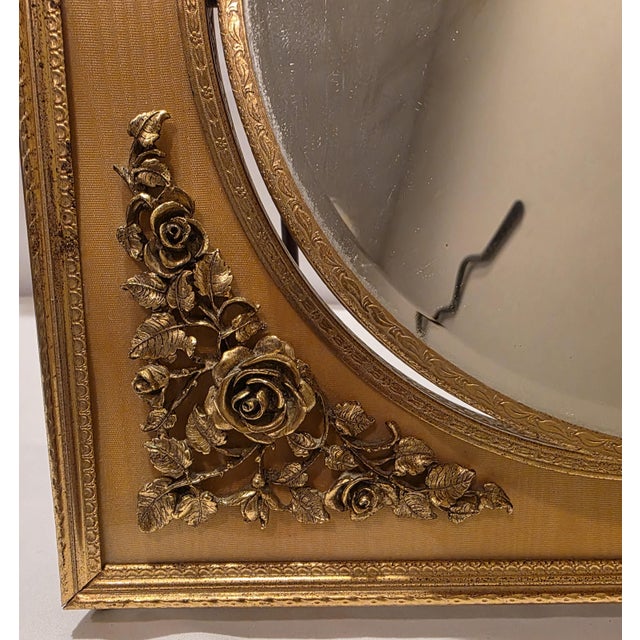 Mid Century Gold Vanity Table Mirror French Ornamentation Reversible For Sale In Sacramento - Image 6 of 15
