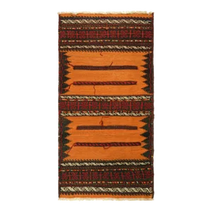 Vintage Afghan Kilim in Rust, With Polychromatic Patterns, From Rug & Kilim