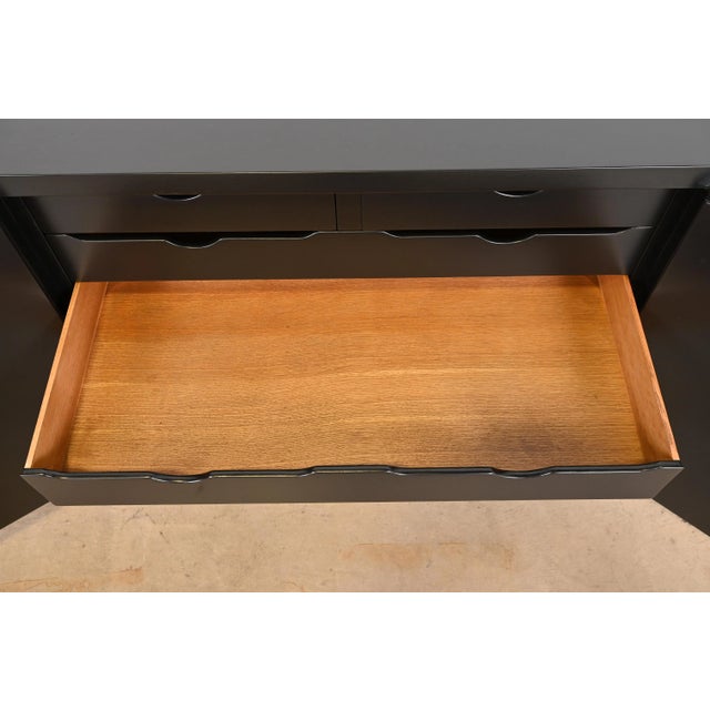 Black Michael Taylor for Baker Far East Collection Black Lacquered Bar Cabinet, Newly Refinished For Sale - Image 8 of 13