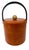 Mid-Century Modern Vintage Georges Briard Ice Bucket | Burnt Orange Cinnamon Faux Leather Vinyl Signed MCM Bar Decor | Wooden Knob Lid For Sale - Image 3 of 14