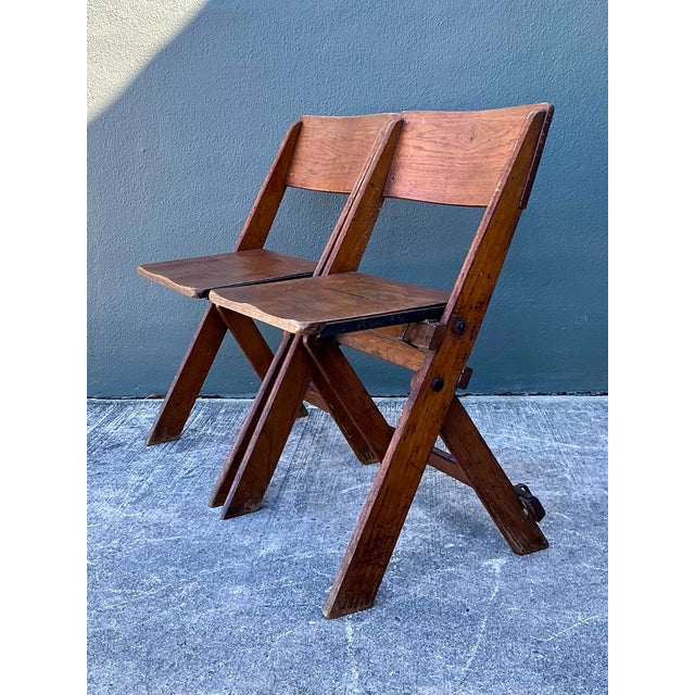 Brown Vintage French Folding Chairs - A Pair For Sale - Image 8 of 12