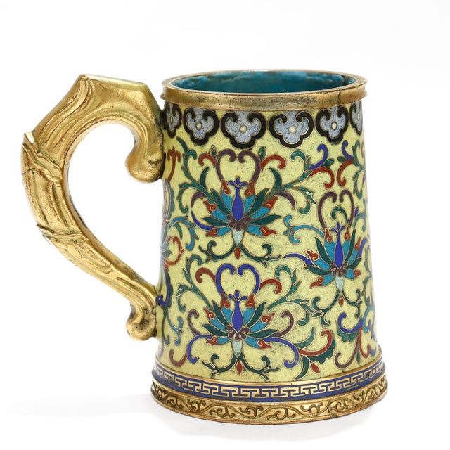 19th Century Antique Chinese Qianlong Period Cloisonné Enamel Mug or Tankard For Sale - Image 5 of 16