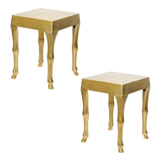 Pair of Gold Metal Drinks Tables With Horses Legs, 1980s