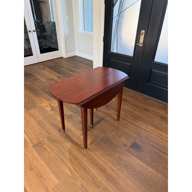 1990s Henkel-Harris Wild Black Cherry Double Drop-Leaf Dining Table With Three Leaves & Original Storage Carton, Style No. 2238 For Sale - Image 12 of 13